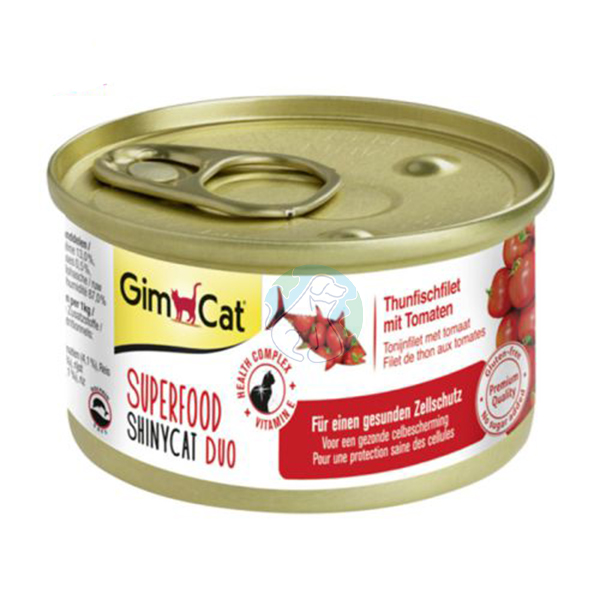 کنسرو سوپرفود گربه 70گرمی تن و گوجه Gimcat